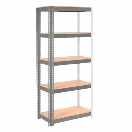 GLOBAL INDUSTRIAL 5 Shelf, Extra HD Boltless Shelving, Add On, 36inW x 18inD x 60inH, Wood Deck B3152915